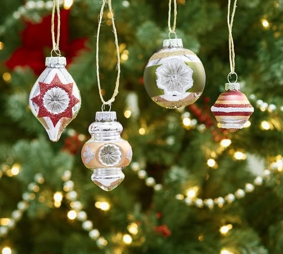 Sparkling Glassware and Ornaments on Christmas