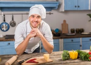 smiling chef kitchen