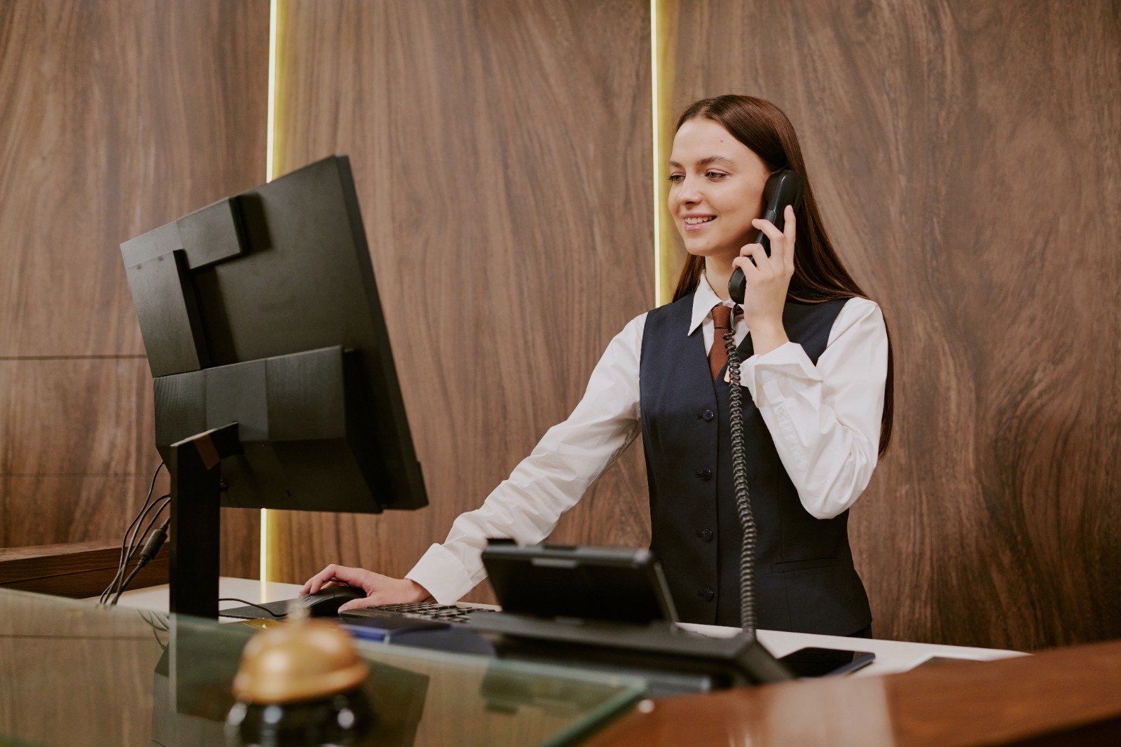 Women Front Office Executive Attending Call