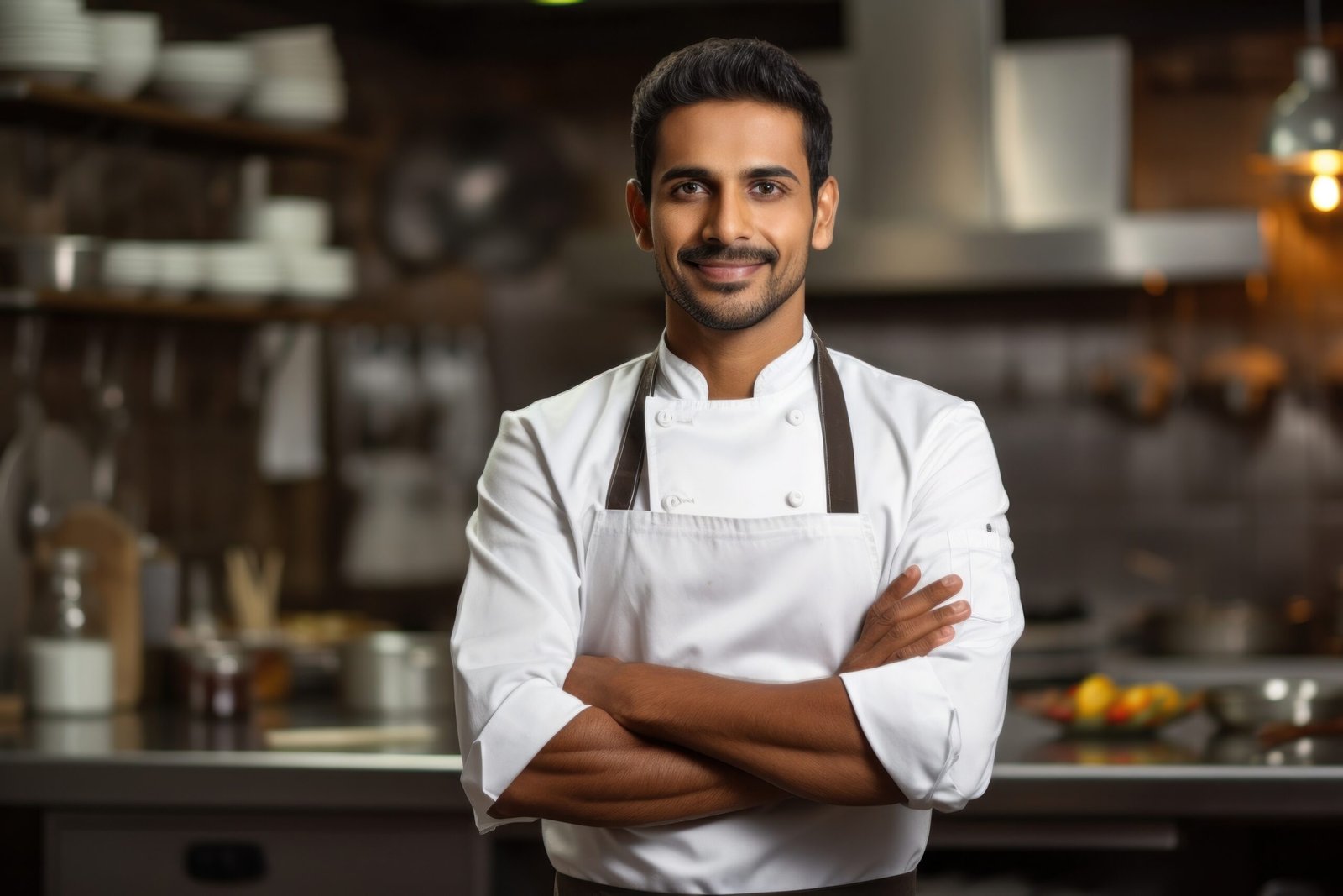 Male Indian chef kitchen adult apron