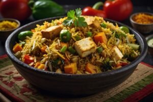 vegetable biryani with tofu mixed vegetables