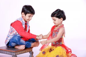 Brother and sister celebrating raksha bandhan