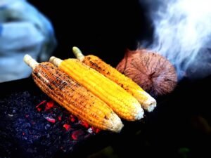 close up corns barbecue grill