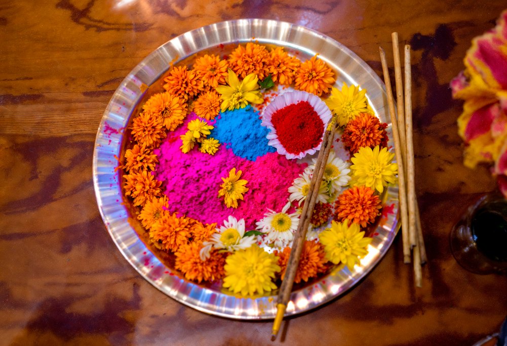 Preparations holi festival colors