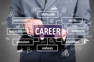 Business concept businessman click career development