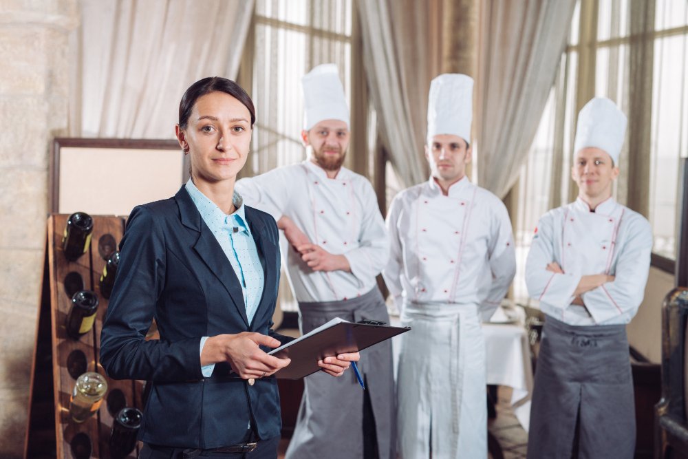 restaurant manager his staff kitchen