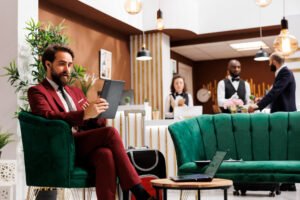 Businessman preparing conference