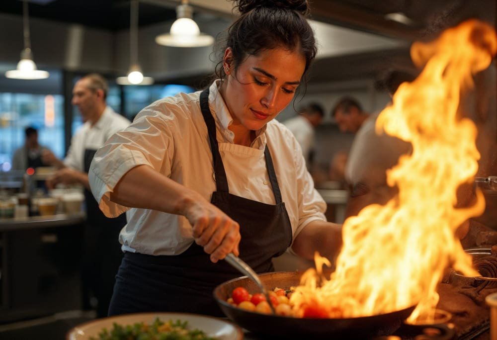 Woman working as a professional chef