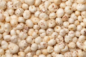 Puffed lotus seed full frame close up