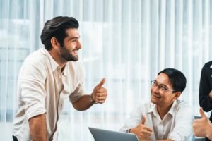 happy office worker employee