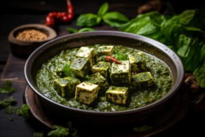 Palak paneer with a hint of cinnamon