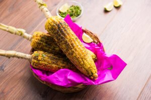 Delicious indian street corn on the cob