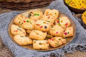 Delicious tutti frutti cookies or biscuits