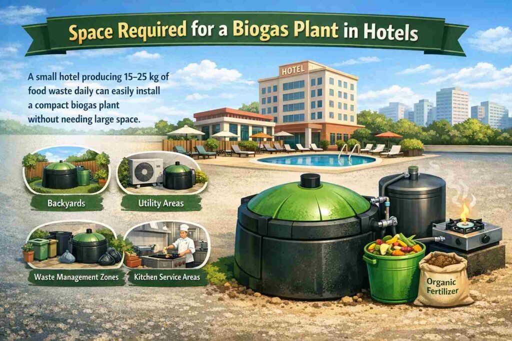 Space required for a biogas plant in hotels 