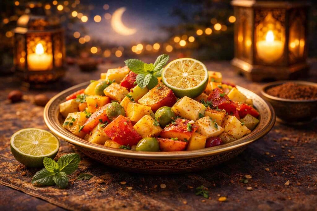 Fruit salad with chaat masala 