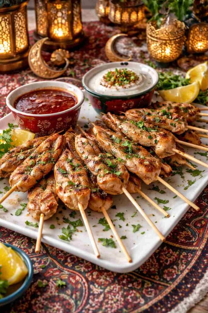 Iftar snacks - chicken grilled skewers 