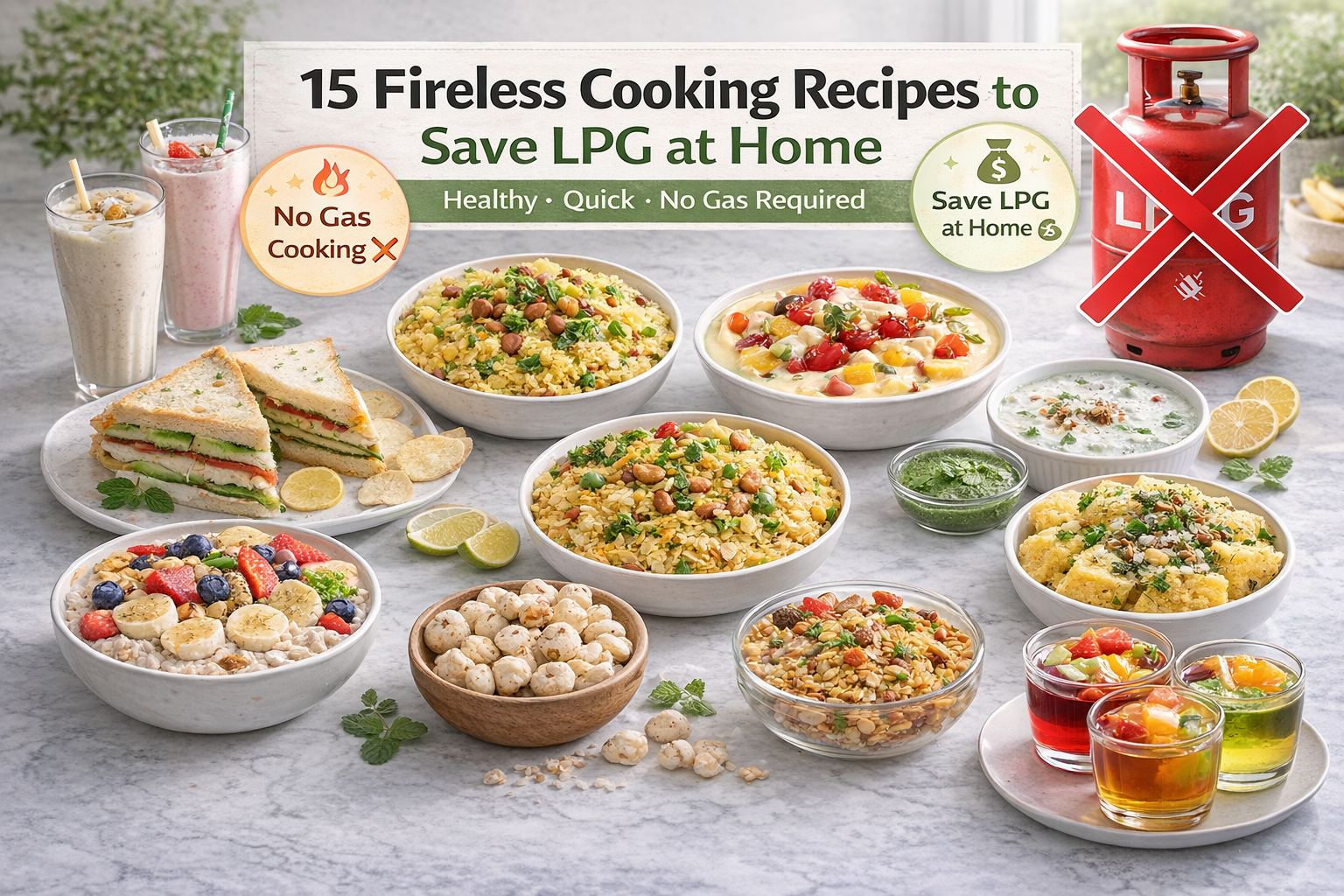 Choose 15 Fireless Cooking Recipes to save the LPG Gas at Home!.