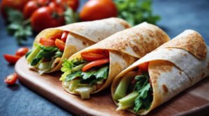 Delicious wraps with fresh ingredients