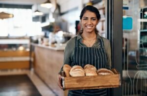 Woman portrait and happy in cafe