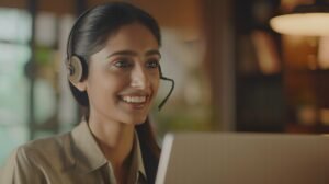 smiling indian female employee