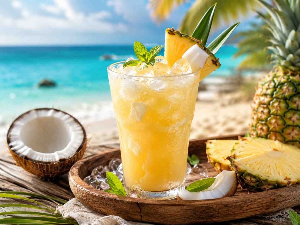 Tropical Pineapple Coconut Cooler - One of the best coconut drinks